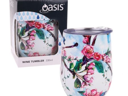 Oasis Stainless Steel Double Wall Insulated Wine Tumbler 330ml - Spring Blossom Online Hot Sale